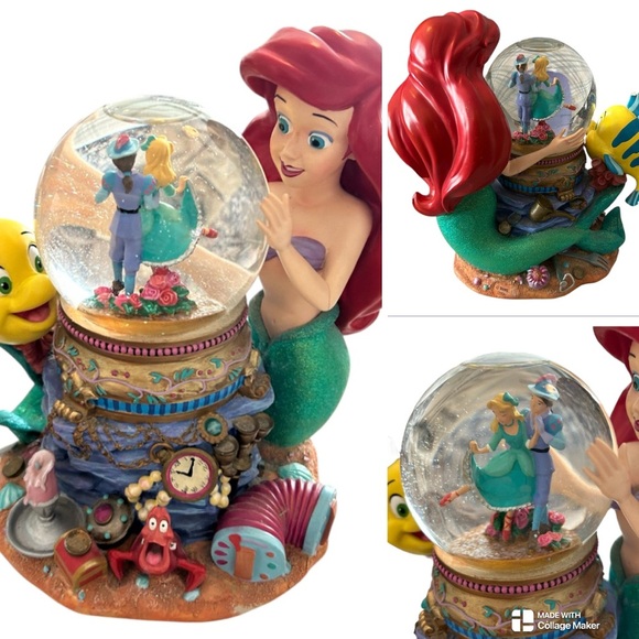 Disney Ariel and Flounder under the sea musical snow globe - Picture 1 of 10